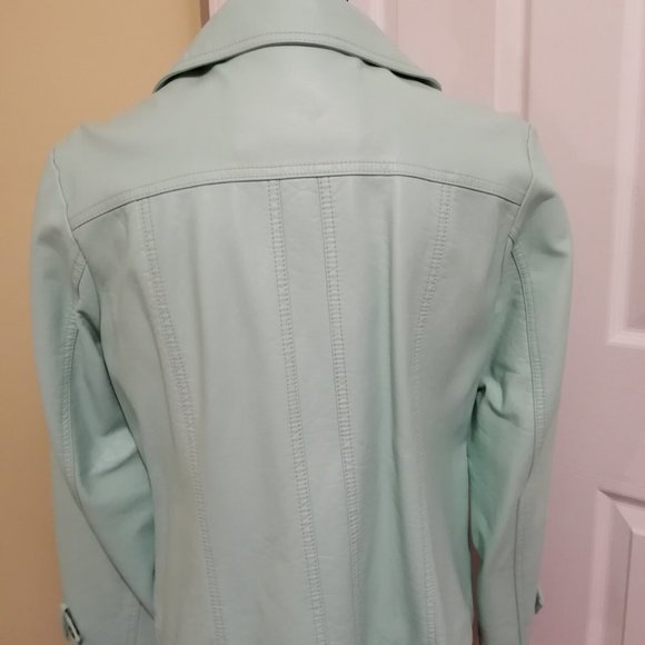 Mint Green Pleather Jacket Petite Large - Picture 2 of 3